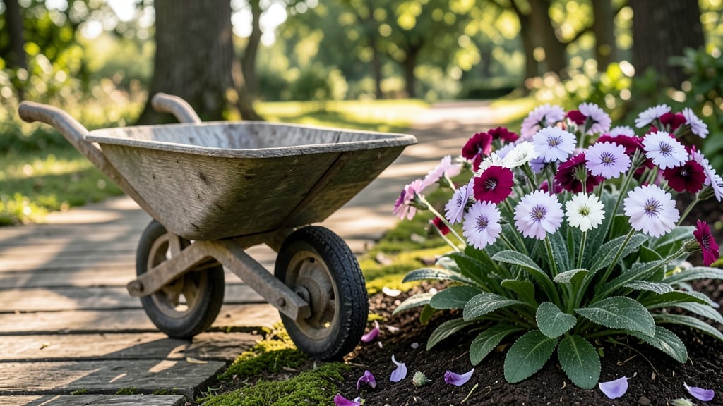 Wheelbarrow Spilling Flowers: Overflowing Garden Focal Point With Season-Long Color